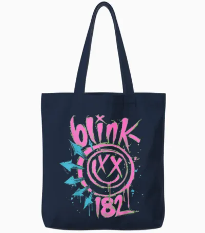 Blink 182 Neon Rock Music Band Tote Bags - Navy