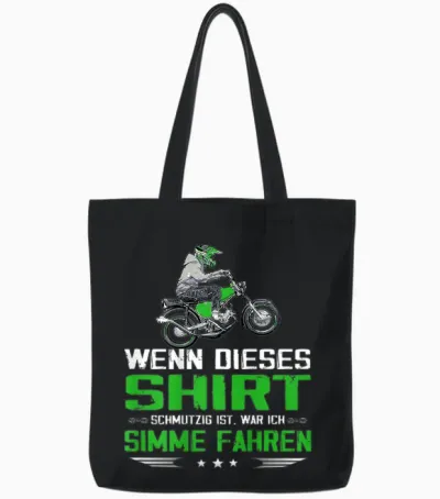 Lustiger Simme Spruch Simsonfahrer Moped Tote Bags - Black