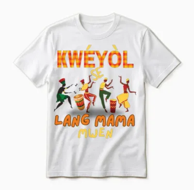 Happy Fete Kweyol Happy Jounen Kweyol Day Saint Lucia Creole Unisex T-Shirt - White