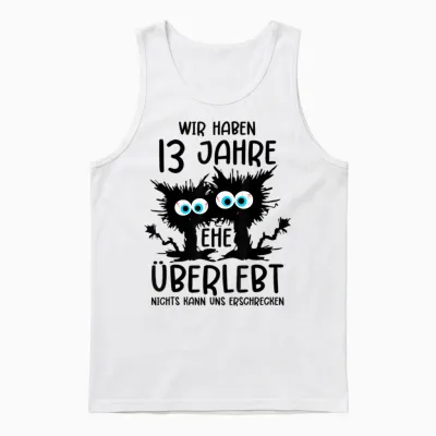 13 Years Married Violet Wedding Anniversary T-Shirt, Gray Unisex Tank Top - White