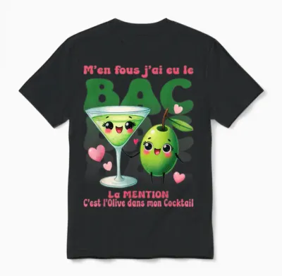 Bac 2026 Olive Diplômée Cadeau Drôle Pour Bachelier Mention Unisex T-Shirt - Black