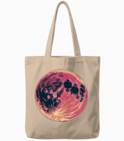 Nostalgic Retro Moon Tote Bags - Natural