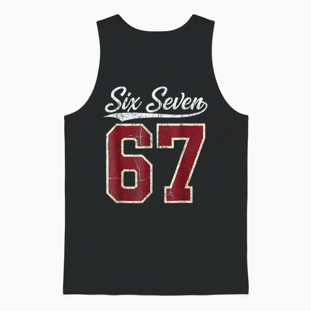 Six Seven Meme Boys Girls Kids 67 Baseball Jersey Unisex Tank Top in Black
