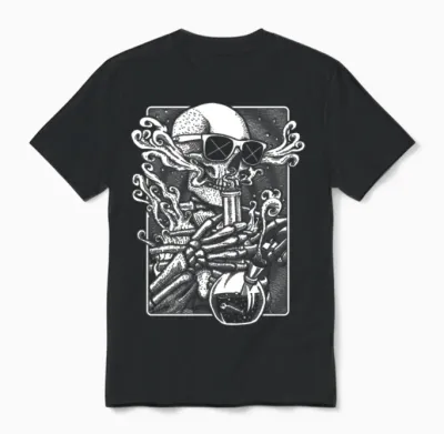 Bong Skeleton - White Unisex T-Shirt - Black
