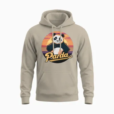 Funny Panda Retro Vintage Unisex Hoodie - Sand