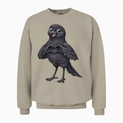 Rabe Mit Herz | Süße Krähe Mit Herzsymbol Unisex Sweatshirt - Sand