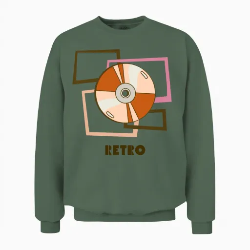 Retro Unisex Sweatshirt in Military Green