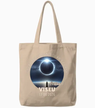 Viseu, Portugal Great European Solar Eclipse 2026 Manche Longue Tote Bags - Natural