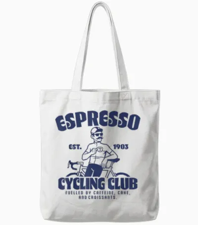 Espresso Rennrad Club Kaffee Kuchen Fahrrad Radsport Tote Bags - White