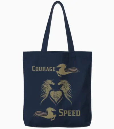 Horse Courage and Speed Tote Bags - Navy