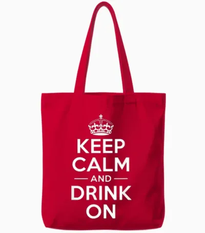 Keep Calm and Drink on Lustige Spruchkrone Tote Bags - Red