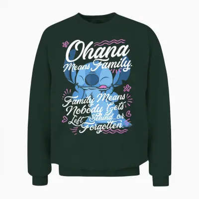 Disney Lilo & Stitch Stitch Day Ohana Means Family Unisex Sweatshirt - Forest