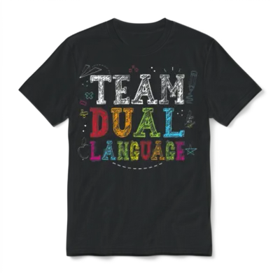 Team Dual Language Back to School Bilingual Kids Unisex T-Shirt - Black