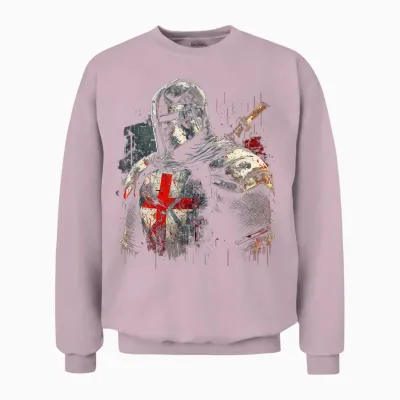 Deus Vult Medieval Knight Templar Crusader Unisex Sweatshirt - Light Pink