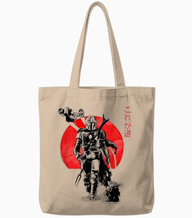 Star Wars the Mandalorian the Child Red Sun Ink Portrait Tote Bags in Natural