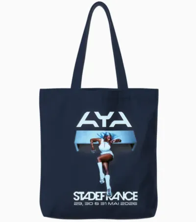 Aya Nakamura Merch Officiel Tournée Stade De France 2026 T-Shirt Haut De Gamme Tote Bags - Navy