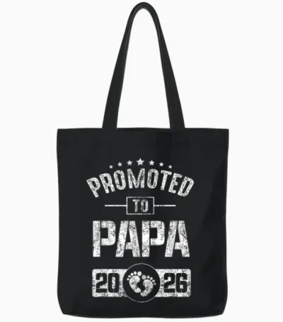 Mens Soon to Be Papa Est.2026 Father's Day First Time Dad Tote Bags - Black