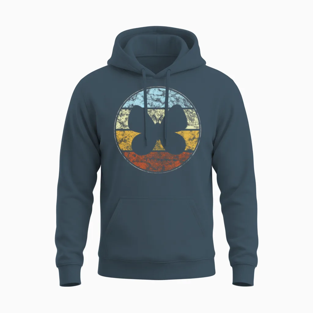 Butterfly Retro Unisex Hoodie in Dark Heather