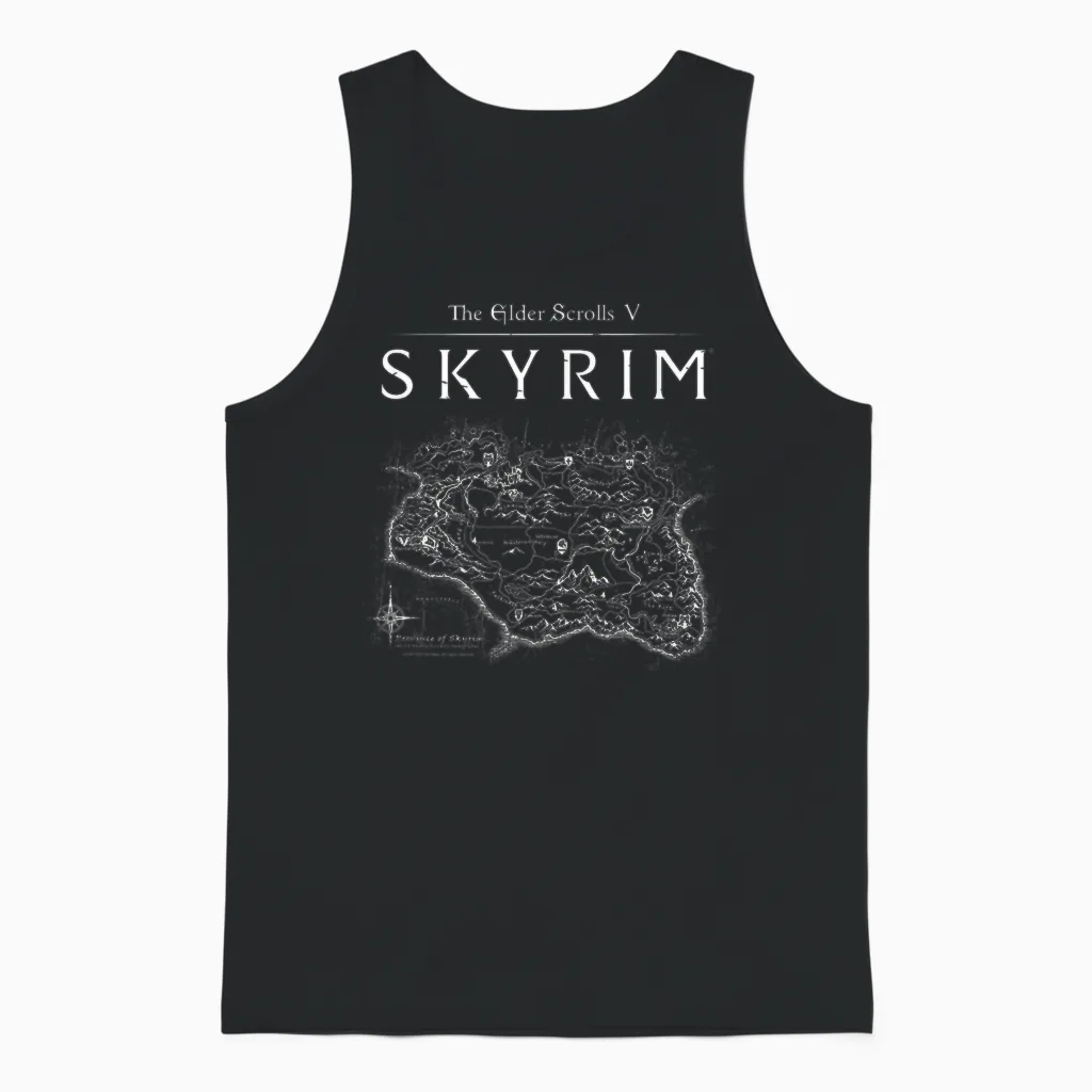 Skyrim Province Map Video Game Unisex Tank Top in Black