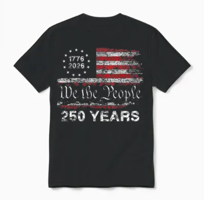 250 Years American Anniversary 1776 2026 250th 4th July Unisex T-Shirt - Black