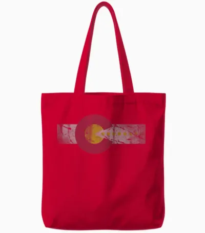Retro 80s Flag of Colorado Tote Bags - Red