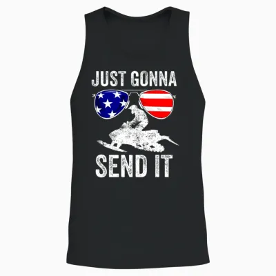 Snowmobile American Flag Hooded Snowmobiling Ride Unisex Tank Top - Black