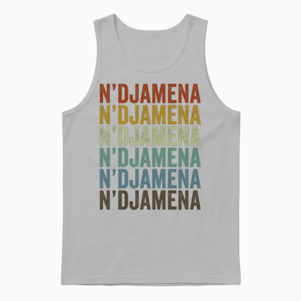 N'djamena Chad Retro Vintage Unisex Tank Top in Ash