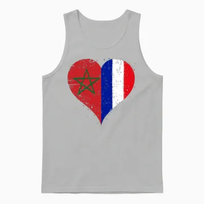 Drapeau France Maroc Fierté Fiers Fans Français Marocains T-Shirt Haut De Gamme Unisex Tank Top - Ash
