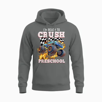 I'm Ready to Crush Preschool Monster Truck First Day Boys Unisex Hoodie - Graphite Heather