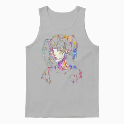 Anime Manga Graphic Illustration Colorful Anime T-Shirt, Black, S Unisex Tank Top - Ash