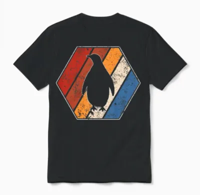 Penguin Retro Unisex T-Shirt - Black