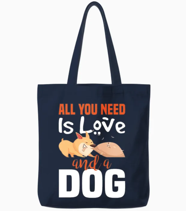 All You Need Is Love and a Dog Tote Bags in Navy