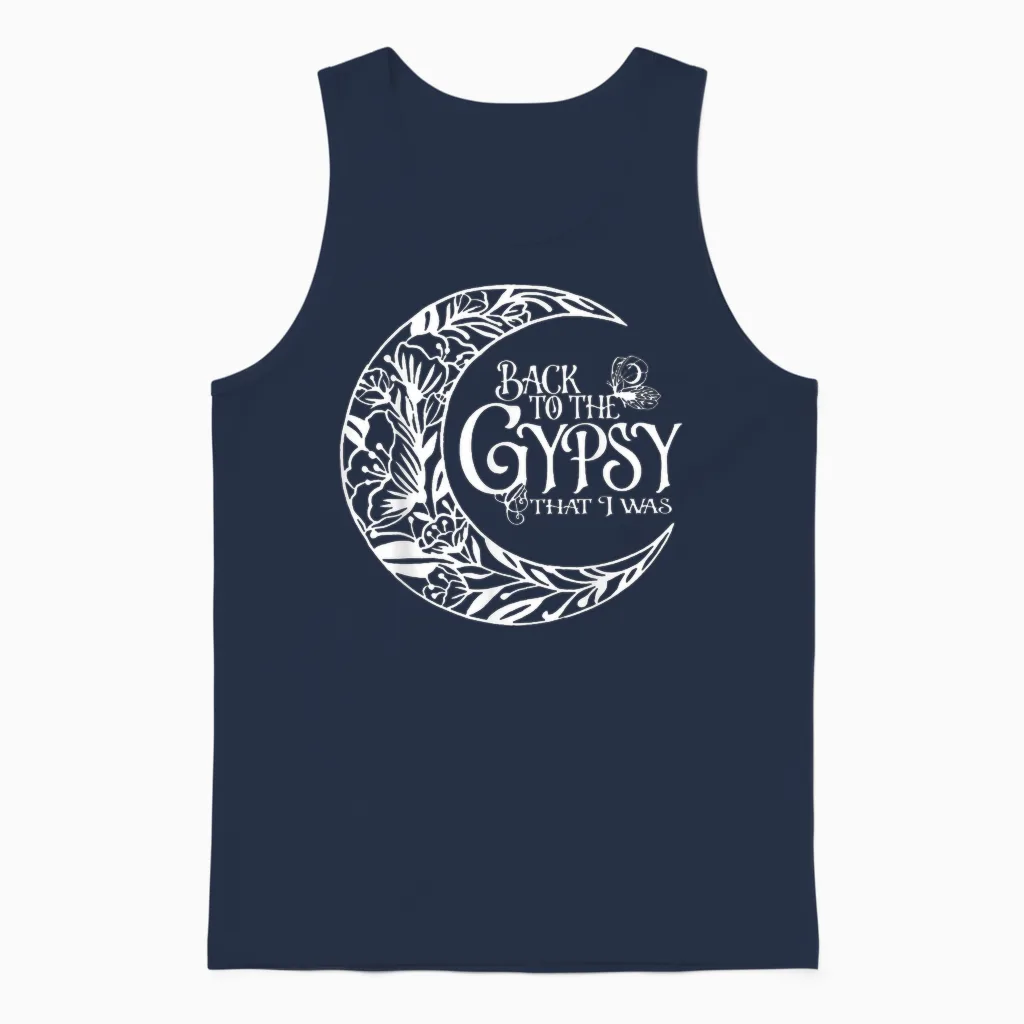 Back to the Gypsy That I Was Unisex Tank Top in Navy