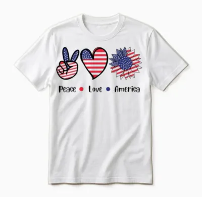 Patriotic Bloom Trio Unisex T-Shirt - White