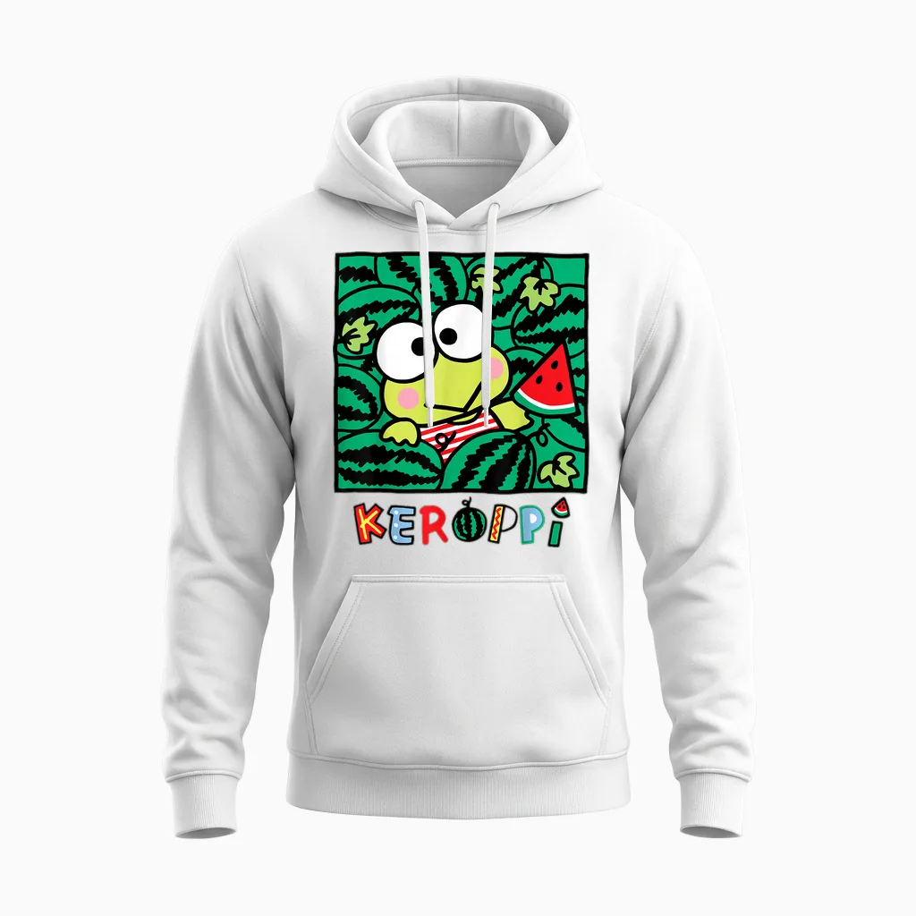 Keroppi Watermelon Summer Fun Unisex Hoodie in White
