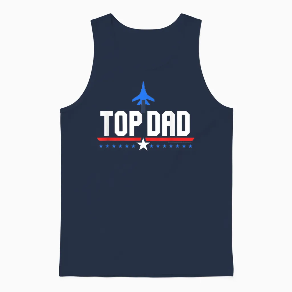 Top Gun Top Dad Father's Day Action Movie Logo Unisex Tank Top in Navy