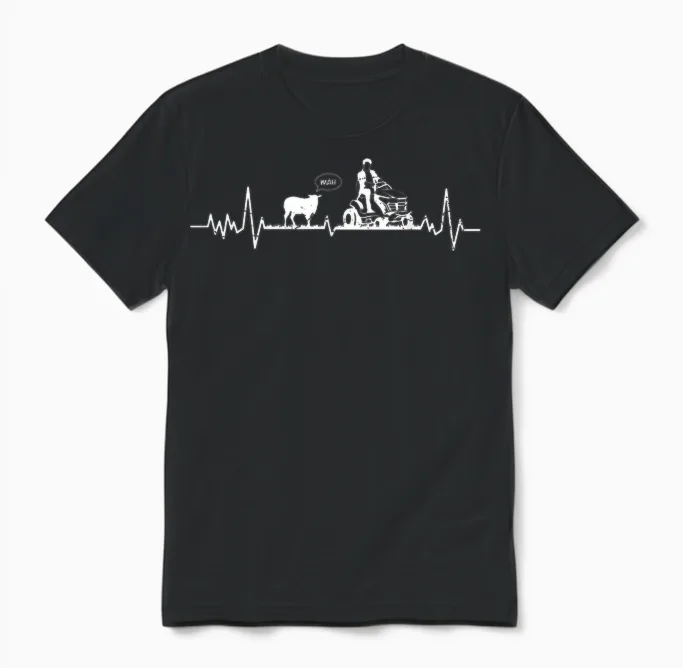Rasenmäher Rasen Mähen Garten Schaf Herzschlag Spruch Unisex T-Shirt in Black