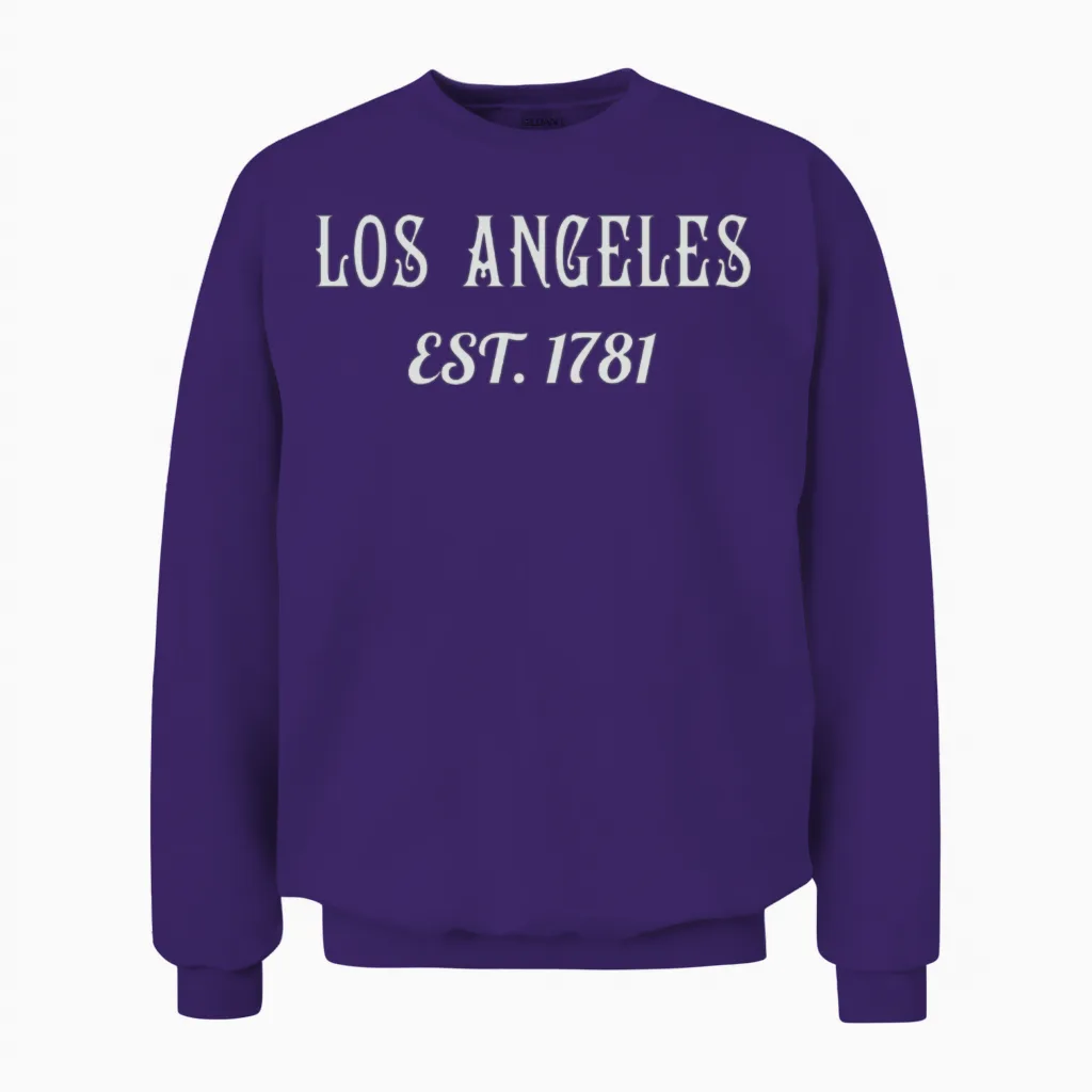 Los Angeles Est. 1781 Vintage Script Unisex Sweatshirt in Purple