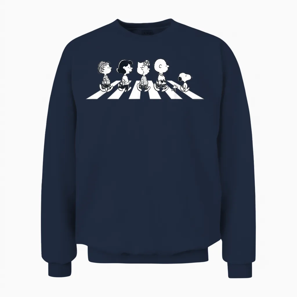 Peanuts - Snoopy Charlie Brown Crossing Street Unisex Sweatshirt in Navy