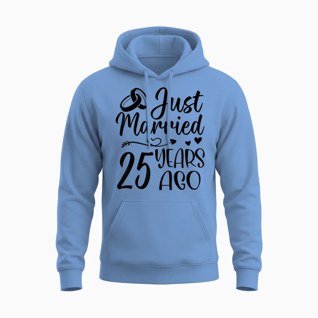 Je Viens De Me Marier Il Y a 25 Ans, 25e Anniversaire De Mariage Du Couple Unisex Hoodie in Carolina Blue