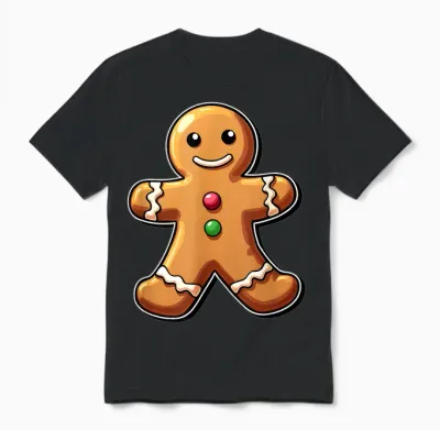 Gingerbread Man Christmas Cookie Baking Holiday Unisex T-Shirt - Black