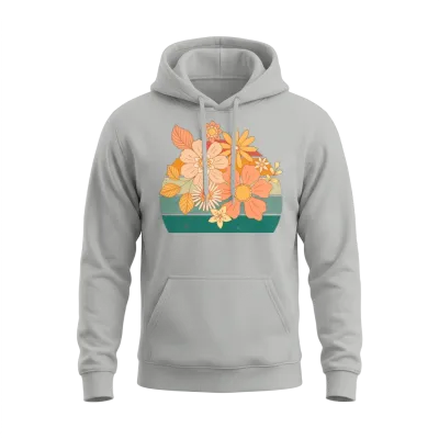 Retro Flowers Unisex Hoodie - Ash