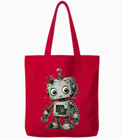 Joli Graphique Rétro Glitch Robot Pixel Tech Tote Bags - Red