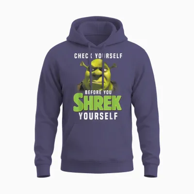 Shrek Check Yourself Before You Shrek Yourself Unisex Hoodie - Heather Sport Dark Navy