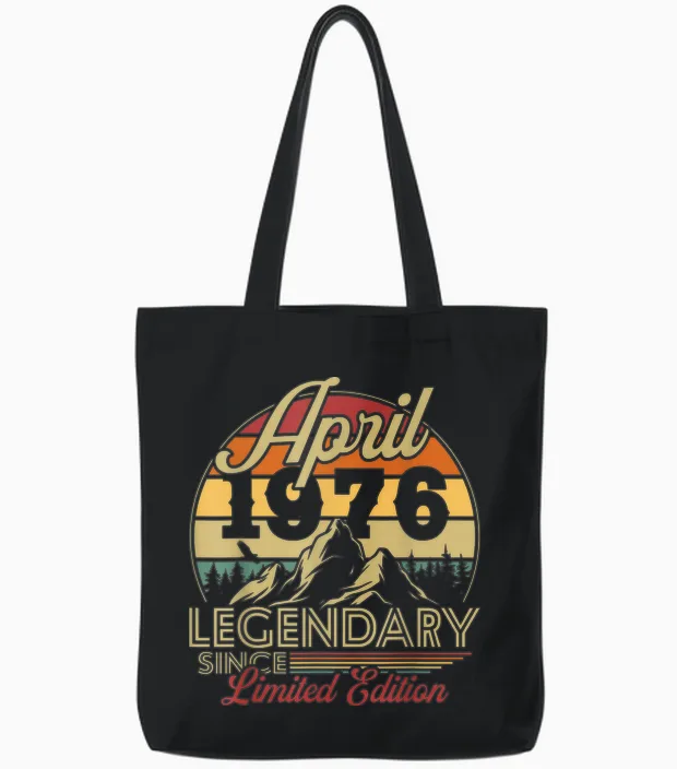 Vintage Cadeau D'anniversaire 50 Ans Pour Né En Avril 1976 Tote Bags in Black