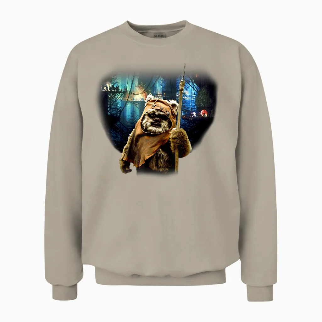 Star Wars Tree Village Wicket Ewok Graphic T-Shirt, Grey, S Unisex Sweatshirt in Sand