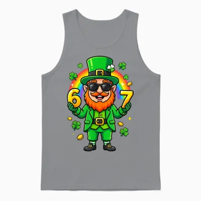 67 Six Seven 6 7 Funny Leprechaun St Patricks Day Boys Unisex Tank Top - Sport Grey