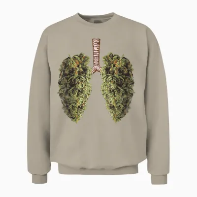 Lustiges Weed Lung Marihuana Bud T-Shirt – Thc Lung Unisex Sweatshirt - Sand