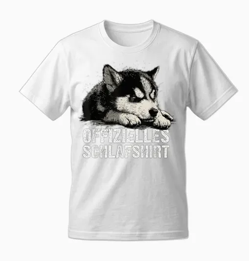 Husky Puppy Design Funny Dog Motif for Sleepyheads Unisex T-Shirt - White