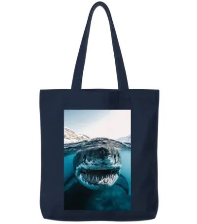Mega Shark Close-Up Encounter Tote Bags - Navy